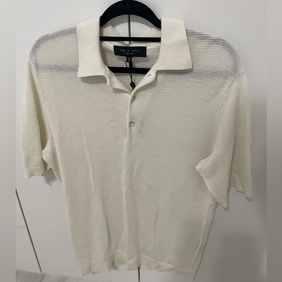 COPY - Rag & Bone Ivory Lewis Polo Shirt - Picture 1 of 4